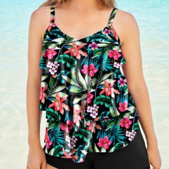 New Tiered Ruffle Tropical Tankini Swim Top
Swimsuits For All Plus Size 14 - Picture 1 of 3